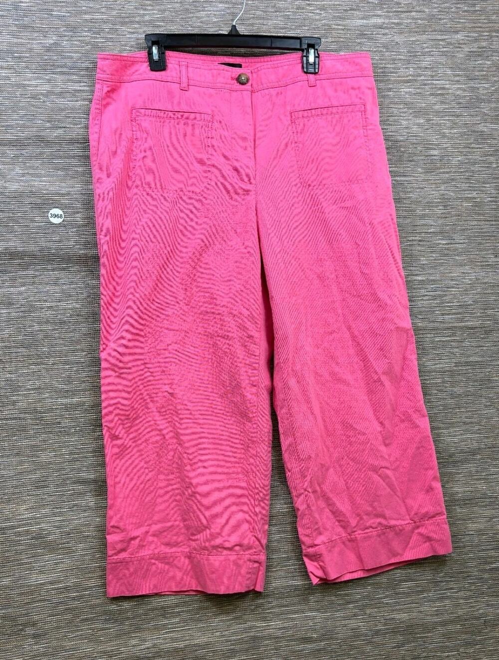 Talbots Wide Leg Cropped Pants Size 16W Watermelon Pink High Rise Stretch